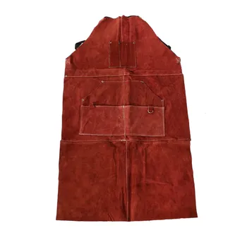 Кожаный сварочный фартук - термостойкий и огнестойкий фартук для тяжелых условий работы с 6 карманами, 42 дюйма