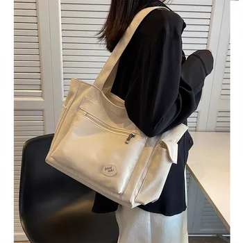 Корейские холщовые большие сумки через плечо для женщин 2024, Студенческая сумка для книг, женская модная сумка, женские сумки, Женская сумка для рук
