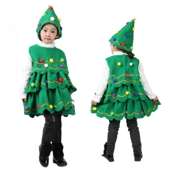 Костюмы для косплея на Рождественскую елку для девочек, детское зеленое платье, комплект шляп, детский карнавальный костюм, подарки для вечеринки для девочек 코스프레