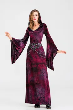 Костюмы для косплея на Хэллоуин, страшный костюм ведьмы-вампира для женщин, средневековый Викторианский маскарадный костюм Призрака, необычное платье Макси