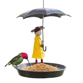 Креативная подвесная кормушка для птиц, девочка с лотком для зонтиков, украшение сада на открытом воздухе, подарок для любителей птиц