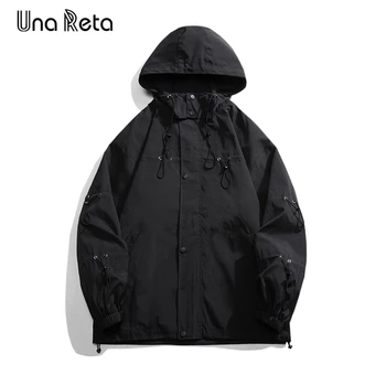 Куртки с капюшоном Una Reta, мужские новые куртки с пряжкой в стиле хип-хоп, водонепроницаемая ветровка, пальто, мужская уличная повседневная куртка для пар