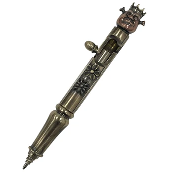 Латунная шариковая ручка ручной работы, сварочный монстр с короной, канцелярские принадлежности EDC, инструменты для письма на открытом воздухе, Офисный Стильный подарок для мужчин