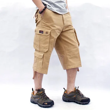 Летние мужские семиточечные комбинезоны бренда tide, свободные хлопчатобумажные пятиточечные шорты большого размера, мужские толстые 7-точечные брюки-карго плюс размер