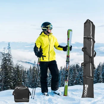 Лыжная сумка, 2 предмета, сумка для ботинок, водонепроницаемая сумка для хранения лыж с подкладкой, с усиленной ручкой, съемные плечевые ремни Подходят для лыж длиной до 200 см