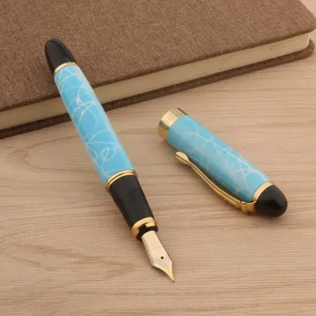 Металлическая перьевая ручка цвета шампанского с отделкой из мрамора золотистого цвета, офисные школьные принадлежности, ручки для письма