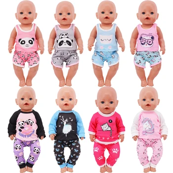 Милый Кот, Животное, Панда, футболка + шорты, Комплект одежды, Пижама, Подходит Для американской Куклы-девочки 18 дюймов И Новорожденного Ребенка 43 см, Куклы OG Toys