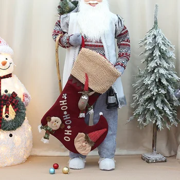 Многоразовые подарочные пакеты для рождественских тканевых кукол Золотые Сверкающие Носки Подарочный пакет Носки Санта-Клауса Подарочные пакеты