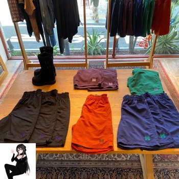 Многоцветные сетчатые шорты с иглами, мужские Женские Шорты с высококачественной вышивкой бабочкой, логотип, эластичный пояс, свободные короткие штаны, бриджи