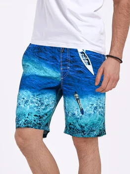 Мужская пляжная одежда, Мужские шорты, быстросохнущие мешковатые мужские купальники, шорты для бега трусцой, Модные пляжные шорты с треугольной подкладкой GMA1539