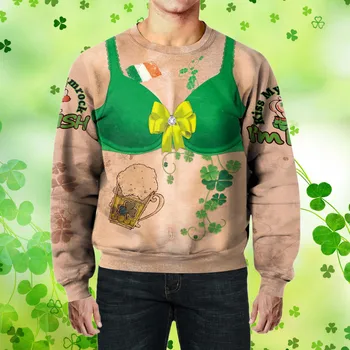 Мужская футболка, футболка в честь Дня Святого Патрика, Футболки в честь Ирландского национального дня, футболка с Веселым клевером, Новинка, женские топы, Зеленые забавные майки