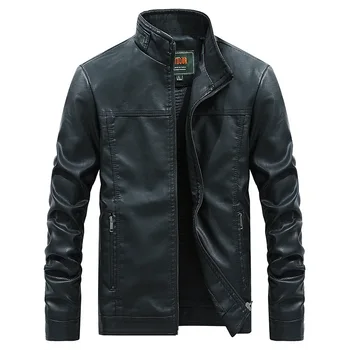 Мужские кожаные куртки Slim Fit из искусственной мотоциклетной кожи, высококачественные мужские куртки, Модные мужские осенние кожаные куртки 4XL