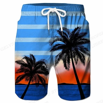 Мужские шорты для купания, пляж с 3D принтом, Кокосовая пальма, детские летние виды спорта, плавание, серфинг, Пляжные шорты Casua lFitness, пляжные шорты