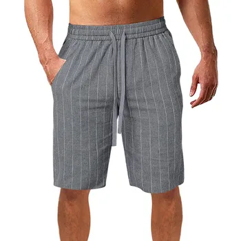 Мужские шорты, повседневные гавайские пляжные шорты в полоску с эластичной резинкой на талии и завязками, летние спортивные шорты, шорты для отдыха с карманами