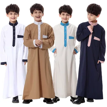 Мусульманские Мальчики Дубая Джубба Тобе Ближний Восток Арабские Дети Абая Длинное Платье Исламские Подростки Кафтан Халат Djellaba Enfant Размер