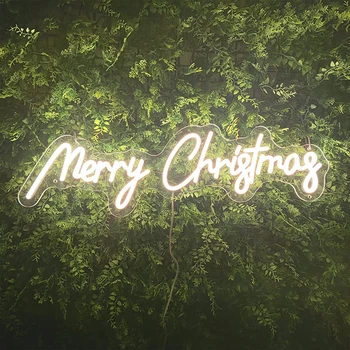 Неоновая световая вывеска Merry Christmas, изготовленные на заказ светодиодные неоновые вывески, персонализированный декор для Рождественской вечеринки, неоновые огни для украшения стен дома