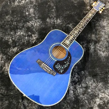 Новая акустическая гитара из массива голубой ели, 41-дюймовые вставки в виде цветка морского ушка, Эбонитовый гриф, корпус из клена, корпус гитары, корпус гитары
