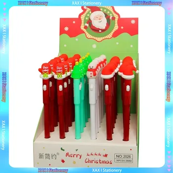 Новая Рождественская Гелевая ручка со светодиодной подсветкой 0,38 мм, ручка для подписи черными чернилами, перчатки для Рождественской елки, Шляпа, Канцелярские принадлежности для школьного офиса