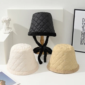 Новая универсальная Унисекс ультралегкая пуховая хлопковая шляпа рыбака в виде ромба, осенне-зимняя плюшевая теплая корейская версия модной шляпы-горшка