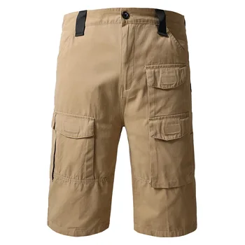Новые мужские капри, мужские свободные прямые летние шорты большого размера, хлопковые брюки-карго с несколькими карманами, мужские