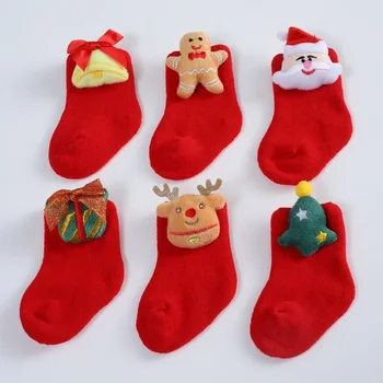 Новые Рождественские Толстые Шерстяные Носки 2022 года, Детские Носки с милым Рисунком для детей 0-1-3 лет, Модные Распродажи