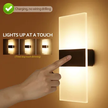 Перезаряжаемые через USB настенные светильники Домашнее освещение с датчиком движения В помещении Прикроватная лампа для спальни Декоративные светильники для коридора лестницы Настенный светильник