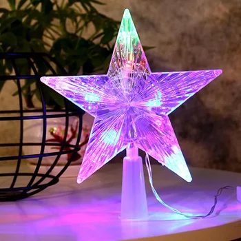 Подключаемый Топпер для Рождественской Елки Star LED С Подсветкой Star Tree Top 5-Точечный Звездный Ночник Treetop Star Fairy Light для Праздничного Декора