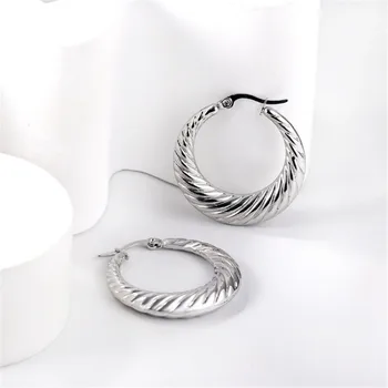 Посеребренные Винтажные серьги-кольца в форме круга 925 пробы для женщин, изысканные геометрические браслеты Huggies mujer eh1808