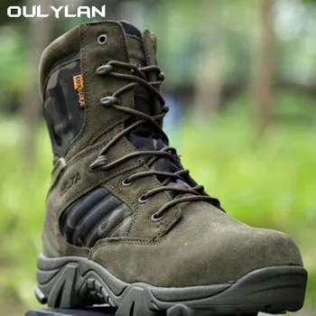 Походные армейские ботинки, кожаные камуфляжные ботинки для пустыни, армейские тренировочные ботинки, походные военные ботинки для скалолазания