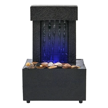 Пояс для медитации Pebble, светодиодное освещение, успокаивающий настольный фонтан, миниатюрный водопад в помещении