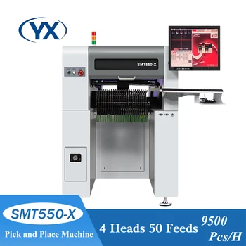 Производственная Линия по Сборке печатных плат Chip Mounter SMT550-X SMT Led Placement Pick and Place Machine с 50 Питателями и 6 Камерами