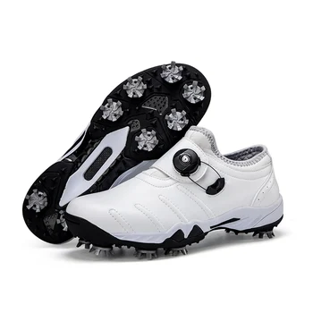 Профессиональная мужская обувь для гольфа с гвоздями, кожаные сине-белые женские спортивные кроссовки для гольфистов с шипами
