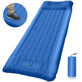 Сверхтолстый походный спальный коврик Надувной матрас для быстрого сна с подушкой для ножного насоса