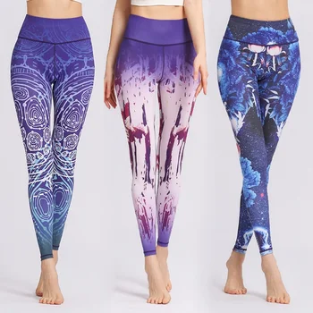 Сексуальные женские штаны для йоги с высокой талией, эластичные Спортивные леггинсы с сухой посадкой, цветочные колготки для фитнеса, спортивная одежда с высокой компрессией