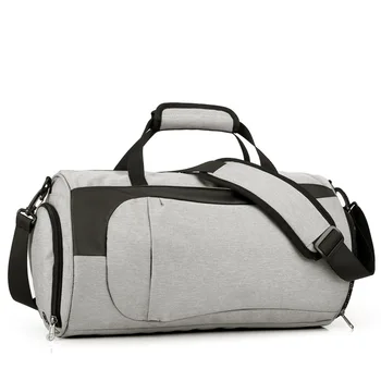 Серая модная спортивная сумка для путешествий, мужская бостонская сумка для сухого влажного отделения, рюкзак для плавания, фитнеса, тренажерного зала, мужской дышащий отсек для обуви