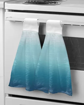Синее Градиентное омбре, изготовленное на заказ Полотенце для рук, Впитывающие подвесные полотенца, Салфетки для мытья посуды на домашней кухне, салфетки для ванной комнаты, Салфетки для ванны