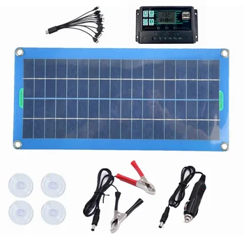 Солнечная панель мощностью 300 Вт, 12 В, 5 В, Двойной USB-контроллер, Водонепроницаемые Монокристаллические солнечные элементы, зарядное устройство-100A