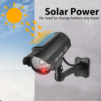 Солнечная поддельная камера Smartsecur, водонепроницаемая камера видеонаблюдения с мигающим красным светодиодом, наружная и внутренняя