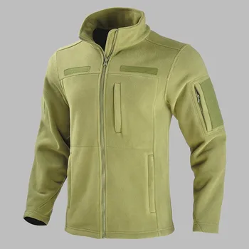 Тактическая флисовая куртка со стоячим воротником, мужская осенне-зимняя уличная утепленная теплая флисовая куртка с несколькими карманами, военная куртка с флисовой подкладкой