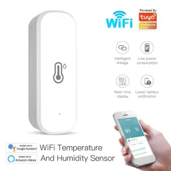 Умный датчик температуры и влажности Tuya Wifi Zigbee, гигрометр для умного дома, термометр для помещений, Работа с Alexa Google Home