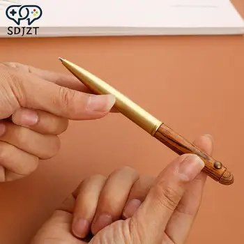 Фирменная ручка из латуни и сандалового дерева, фирменная бизнес-ручка с высококачественным жемчугом, ретро-черные подарки
