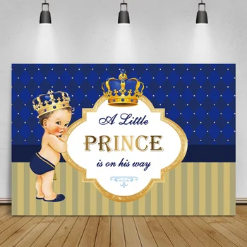 Фон для фотосъемки Дня рождения Маленького принца Золотая Корона Текстура изголовья кровати Фон для фотосъемки баннера по индивидуальному заказу ребенка
