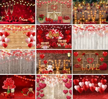 Фон на День Святого Валентина, фотостудия, розовые стены, воздушные шары, фон для фотосъемки медведя для детской портретной фотосессии, фотозона для вечеринки