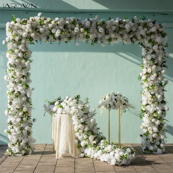 Цветочная композиция по индивидуальному заказу, Роскошная зелень, дорожка из белых роз для свадебного мероприятия, декор арки, Центральные элементы стола