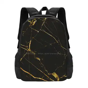 Черный и золотой мрамор #Дом #Стиль жизни # Мода # Технические школьные сумки Дорожный рюкзак для ноутбука Текстура рисунка Мраморная природа Январь