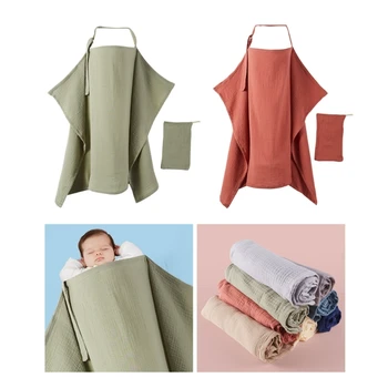 Чехол для кормления грудью, полотенце для кормления младенцев Мягкий дышащий фартук для грудного вскармливания с сумкой для хранения D7WF