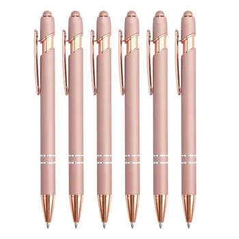 Шариковые ручки из розового золота 6шт, нажимные ручки для подписи в деловом офисе, школьные канцелярские принадлежности, письменные принадлежности
