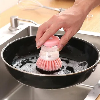 Щетка для чистки кухни, щетка для мытья посуды с дозатором жидкого мыла для мытья посуды 2 В 1, Щетка для чистки посуды с длинной ручкой