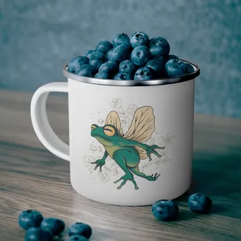 Эмалированная походная кружка, Милая природная Эстетическая чашка, Кофейная кружка с ведьминой лягушкой, Подарочная Волшебная чашка для чая с лягушкой и жабой